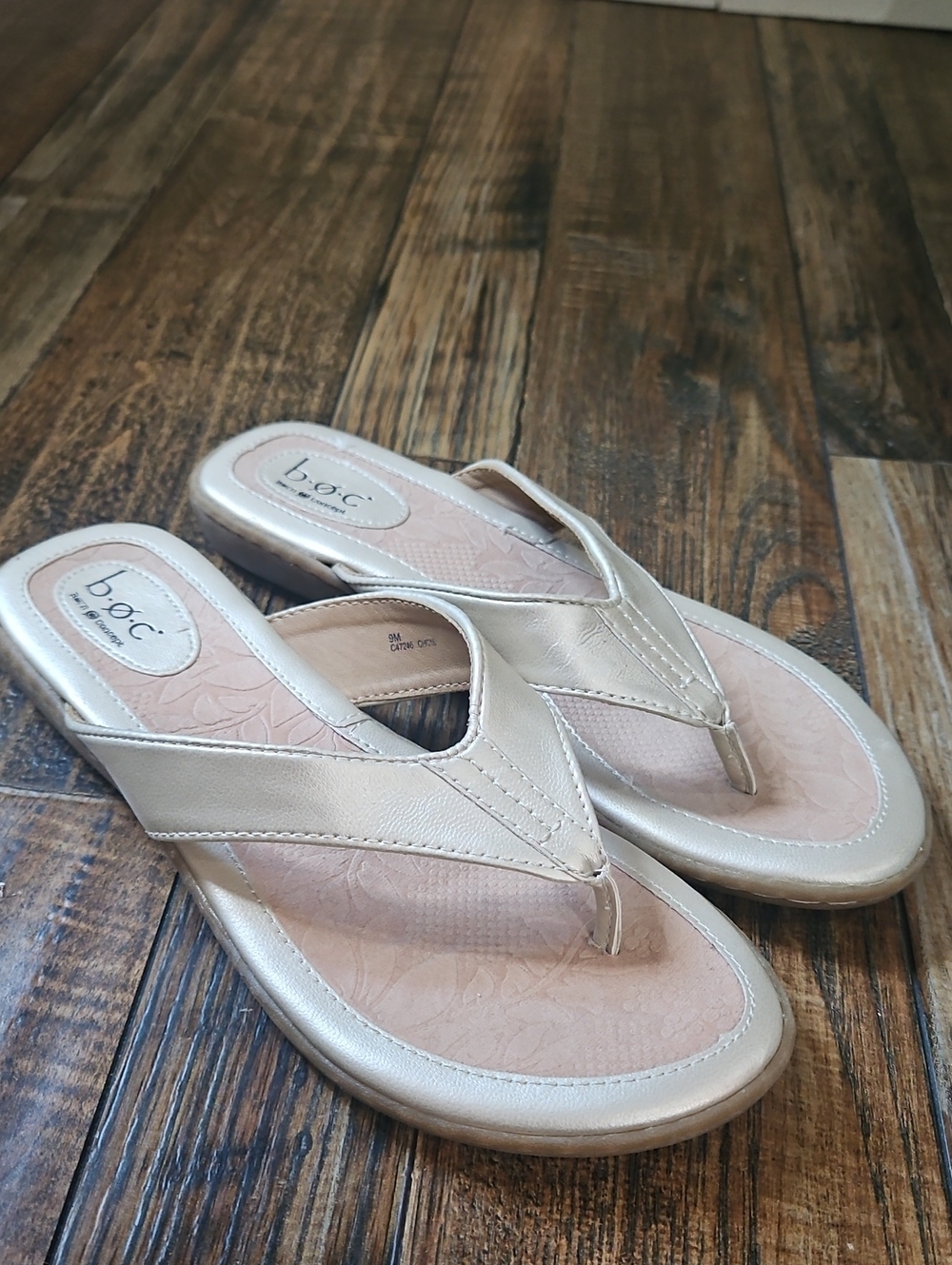 b.o.c. Women's Pearled Gold Metallic Thong Sandals- Beachy Comfortable Summer